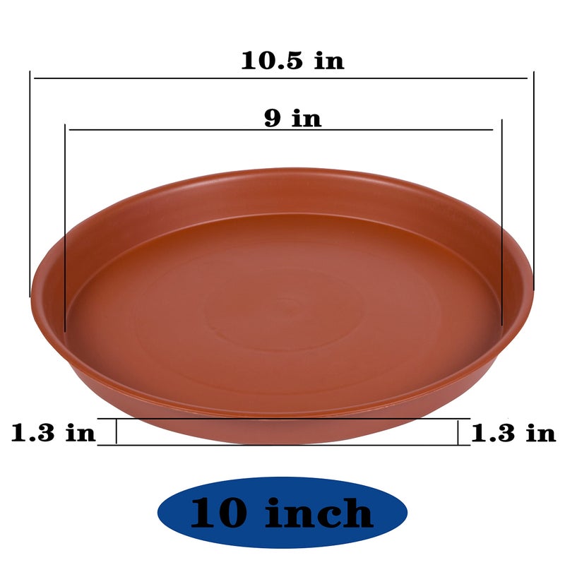 Bleuhome 6 Pack of 10 inch Plant Saucer  Heavy Duty Plastic Plant Saucer 10"" Round  Plant Tray for Pots  Plant Saucers for Indoors  Plant Trays for Planter 8""/9""/10"" (10 inch  Terracotta) - Image 2